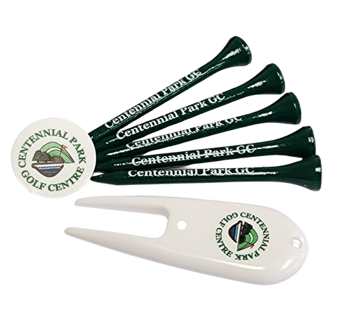 Combo Pack - Tees, Divot Tool & Ball Marker (APT-CCP-5T1B1D)